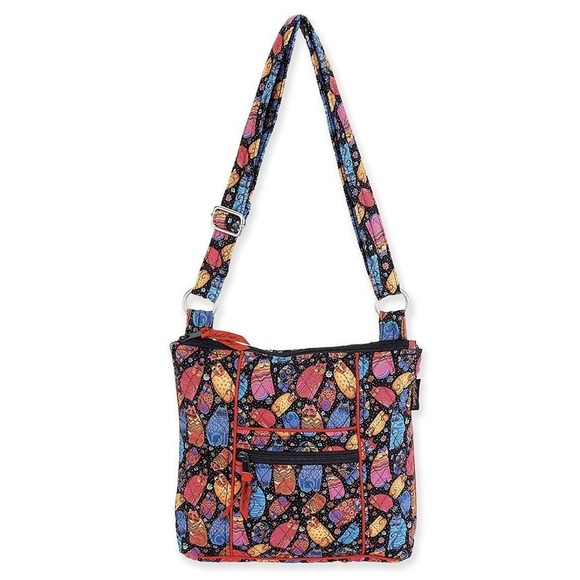 Laurel Burch Handbags - Mythical Cats Laurel Burch Small Canvas Purse Crossbody Tote Handbag Purp Blu Pi